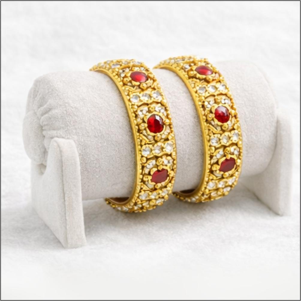 Ruby & Kundan Designer Gold Bangles