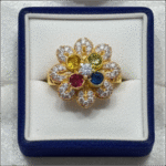 Multi-Color Gemstone Diamond Floral Gold Ring – Suhagan Abhushan