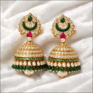 Suhagna Abhushan Kundan Pearl Jhumka Earrings