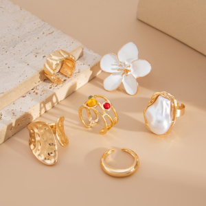 Stackable Textured Rings Set