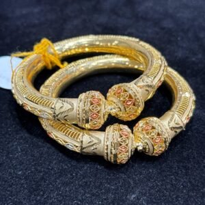 Traditional Gold Plated Heavy Carved Kadas