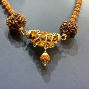 Authentic Rudraksha Mala with Designer Metal Pendant